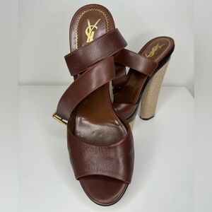 YSL Yves Saint Laurent Leather Cruise Platform Sandals Sz 39